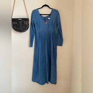 Vintage Tickets California Denim Long Sleeve Wide Leg Jumpsuit, Size 9/10